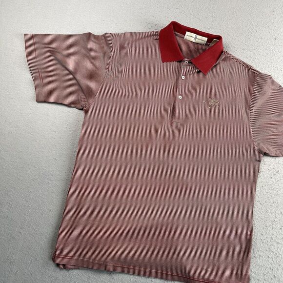 Fairway & Greene Red White Striped Albany Country Club Collared Polo Shirt L - Picture 4 of 16